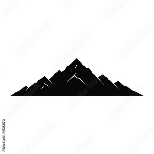 Majestic silhouette of jagged mountain range peaks landscape nature outdoor adventure symbol