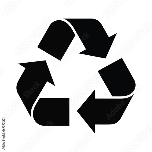 Black recycling symbol graphic representing environmental protection and sustainability concept