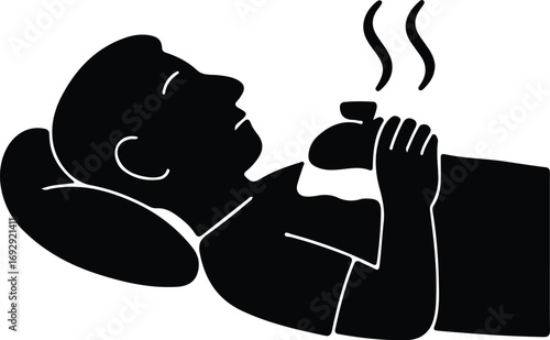 Vector Man relaxing smoking pipe silhouette Illustrator