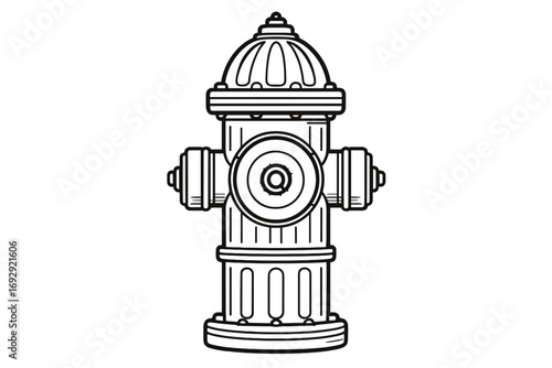 A black, minimalist fire hydrant silhouette displayed as an isolated icon on a white background, suitable for website and mobile app design vectors