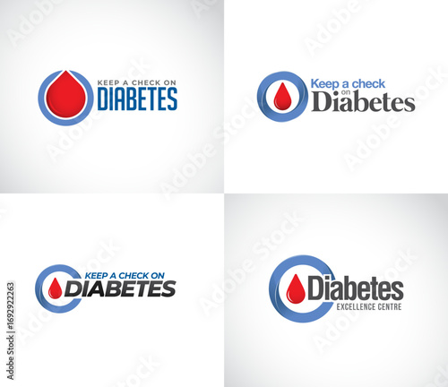 Set of Diabetes Logo Blood Drop with Circle Logo for Conference Meeting Symposia