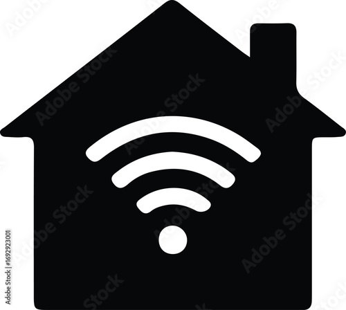 Vector smart home wireless internet connection signal silhouette Illustrator