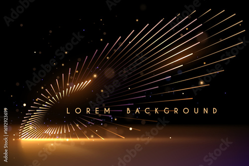 Glowing golden lines with sparks background