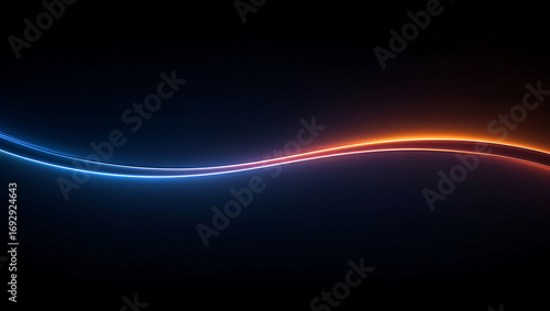 Abstract Neon Light Wave on Dark Background Modern Design Element Graphic Art Futuristic Glowing Line Energy Flow Concept