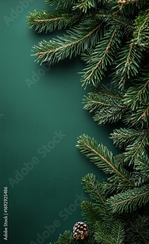 Evergreen Branches With Pine Cones Create a Festive Ambiance for Holiday Deco...