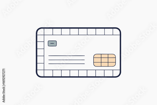 Geometric pinline credit card icon with grid lines