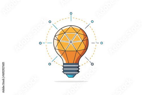 Lightbulb filament design geometric icon for innovative concept