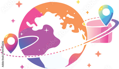 vector-template--abstract-cosmic-journey--map-with.eps