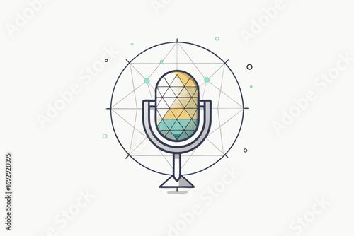 Podcast geometric mic with circular orbit pinline