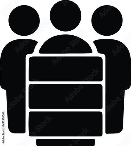 Silhouette business team with server rack vector illustrator