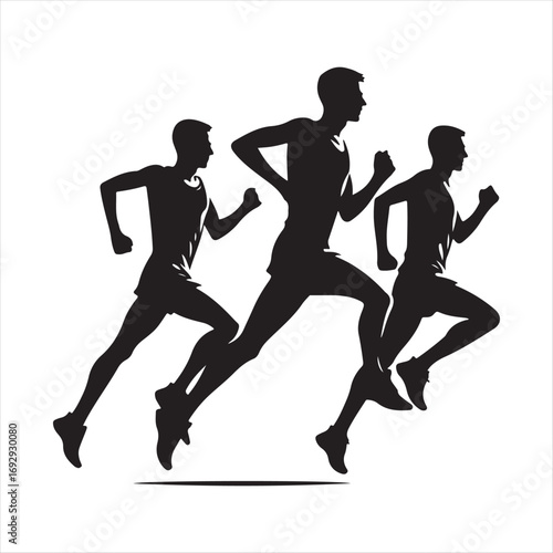 marathon runners sketch art vector silhouette doodle logo design