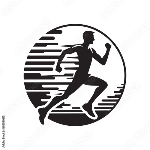 marathon runners sketch art vector silhouette doodle logo design