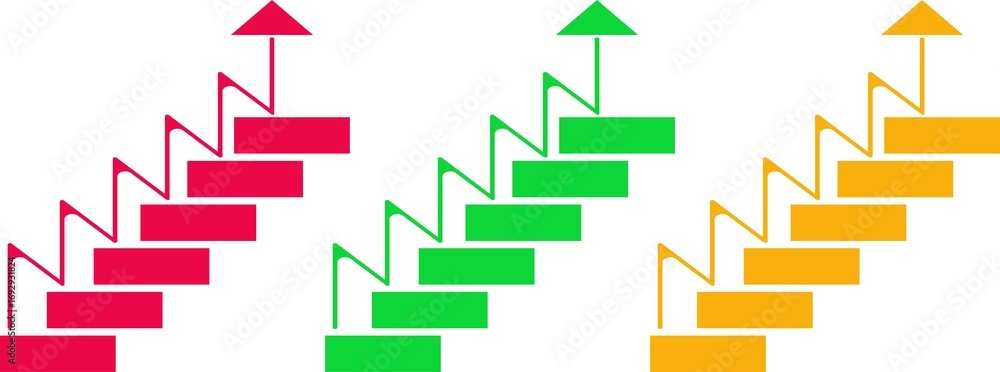Obraz premium Colorful Business Growth Graph with Arrows