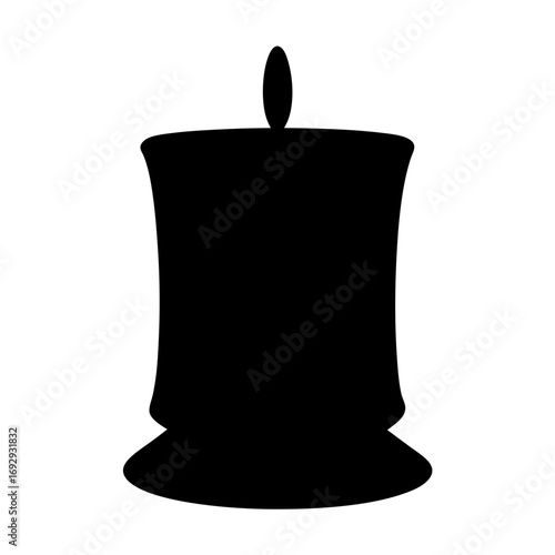 Silhouette of a short squat candle on a white isolated background