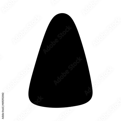 Black triangular shape with rounded corners on a clean white background