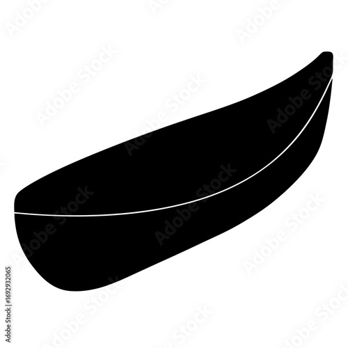 Black silhouette of a simple open boat gliding on the water