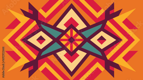 Bold Geometric Pattern With Tribal Influence In Warm Colors abstract