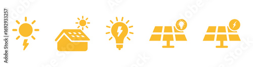 Solar Power System Icons for Home Energy Solutions