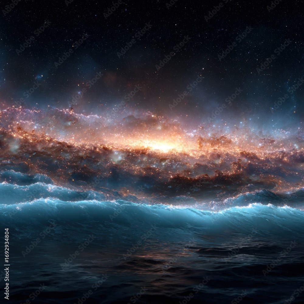 Fototapeta premium Cosmic waves over a celestial sea