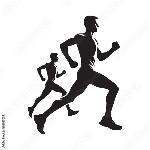 marathon runners sketch art vector silhouette doodle logo design