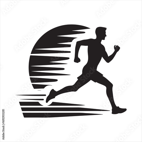 marathon runners sketch art vector silhouette doodle logo design
