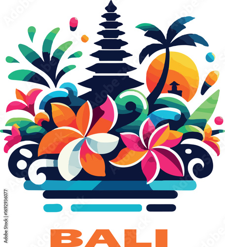 Bali indonesia logo icon vector white background .