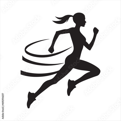 marathon runners sketch art vector silhouette doodle logo design