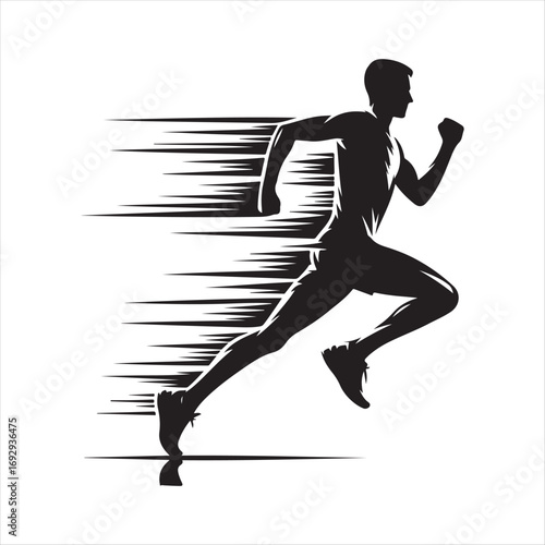 marathon runners sketch art vector silhouette doodle logo design