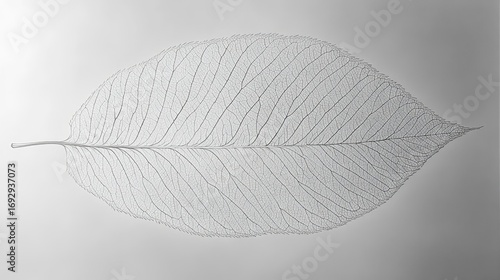 Delicate leaf vein structure,  light gray background,  nature, botanical art