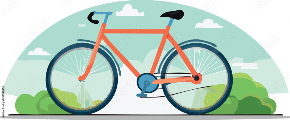 Fototapeta premium bicycle, bike, isolated, wheel, sport, cycle, white, illustration, pedal, transport, cycling, vintage, vehicle, vector, ride, red, black, road, sports, transportation, mountain, old, gear, race, retro