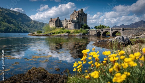 Majestic castle on a tranquil loch