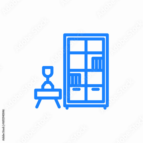 cabinet with books icon sign vector
