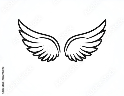 Simple black outline angel wings