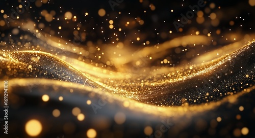 Mesmerizing Golden Waves of Light Shimmer and Dance in an Ethereal Space