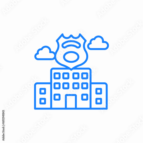 police station clouds icon sign vector