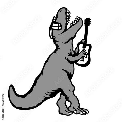 T-Rex Playing Electric Guitar Rock Band Music Sunglasses