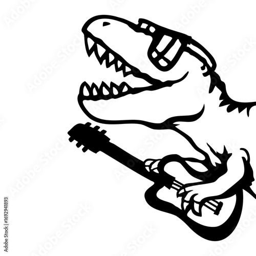 T-Rex Playing Electric Guitar Rock Band Music Sunglasses
