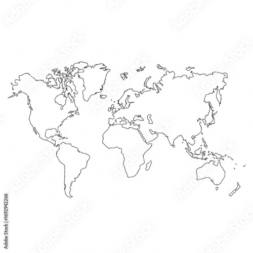 Wallpaper Mural “World Map Vector – Minimalist Black Outline on White Background for Infographics and Branding” Torontodigital.ca