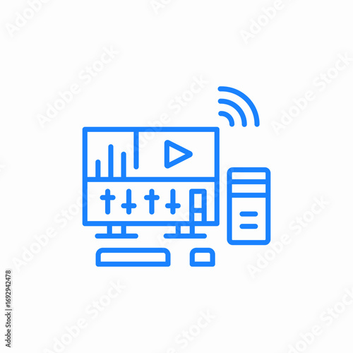 streaming setup editing station icon sign vector