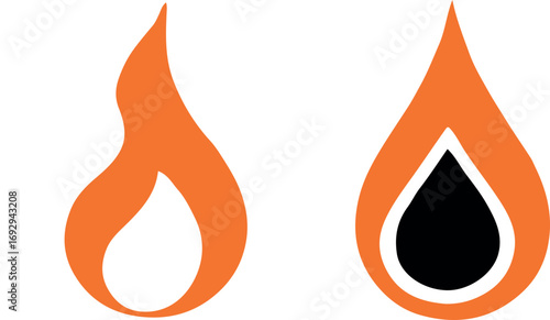 Flames and liquid black drops