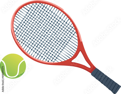 tennis, racket, ball, sport, isolated, game, equipment, racquet, white, play, vector, leisure, illustration, competition, activity, object, recreation, sports, fun, badminton, tournament, match, court