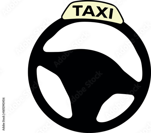 Taxi cab sign on wheel