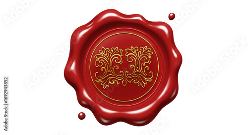 red and gold wax seal isolated on white background vector  
