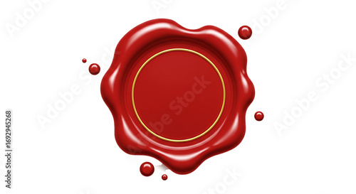 red and gold wax seal isolated on white background vector  
