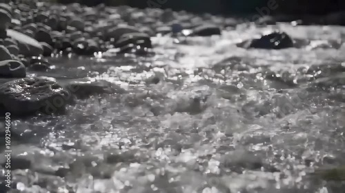 Wallpaper Mural Water Flowing Over River Rocks In a Shallow Stream Featuring Gray and White Colors Torontodigital.ca