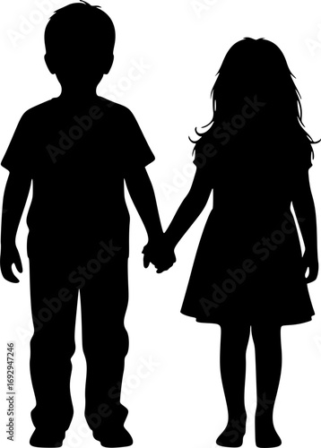 Silhouette Figure of Boy and Girl on White Background. Vector Illustration of Gender Comparison and Misunderstanding Between Young Man and Woman