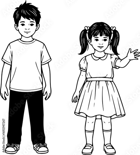 Silhouette Figure of Boy and Girl on White Background. Vector Illustration of Gender Comparison and Misunderstanding Between Young Man and Woman