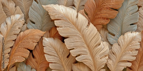 Decorative Wall Art Featuring Textured Leaves in Earthy Tones for a Unique Ae...