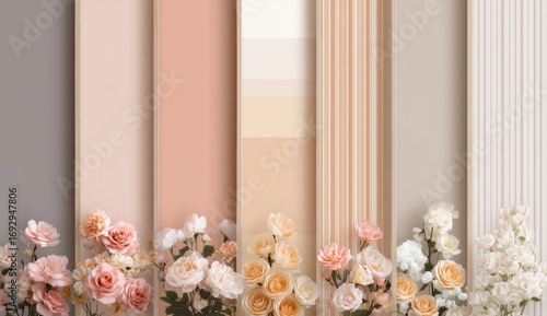 Pastel color swatches with roses