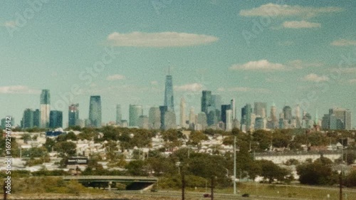 Super 8 Footage of Driving Scenics in New Jersey, Passing Views of the Manhattan Skyline in the Distance